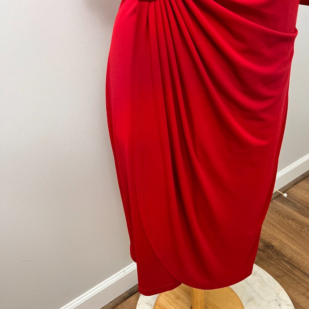 North Style Red Rouched Cinch Waist Dress Sz 16 - Picture 9 of 9